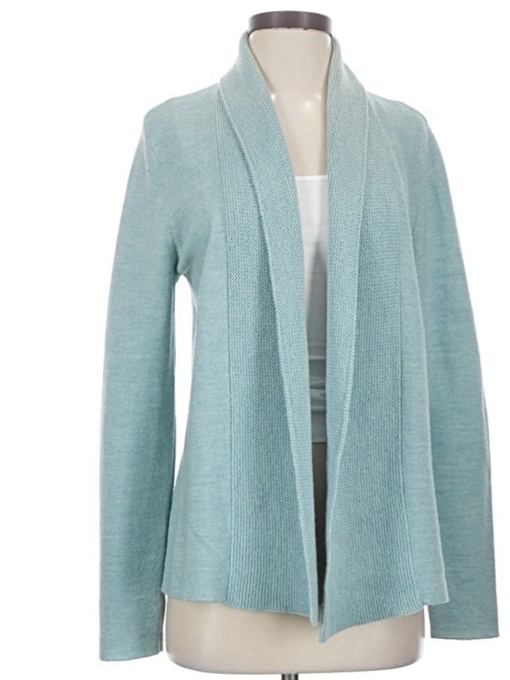 Eileen Fisher Seafoam Open-Front Shawl Collar Cardigan